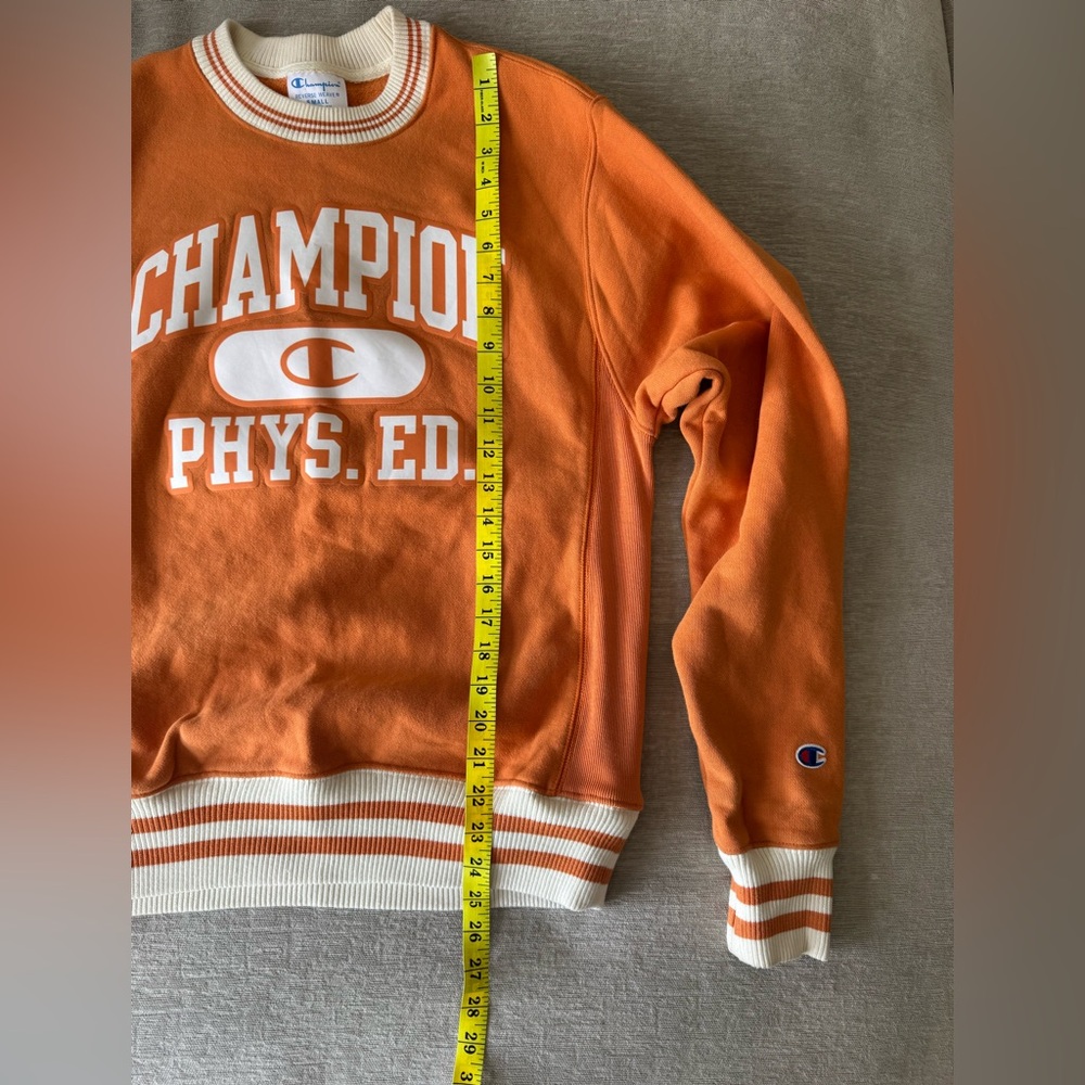 Champion Reverse Weave “Champion Phys Ed” Orange Crewneck Sweatshirt Sz S - Picture 10 of 10
